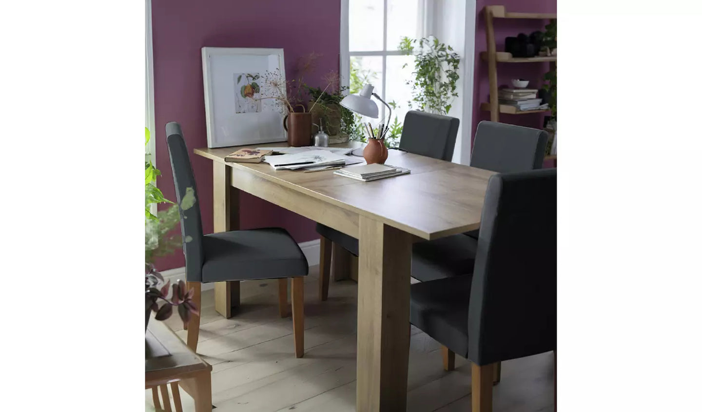 Assembled Miami Extending Oak Dining Table - Oak Effect
